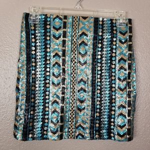 Francesca Birdcage Sequin Party Mini Skirt M